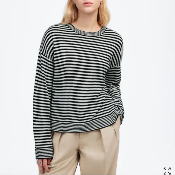 Madewell merino wool-silk blend Crew Neck Sweater in stripe - Picture 1 of 8